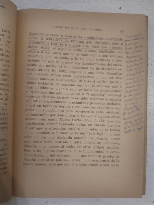 Libro usado en venta: La argentina en un cono de sombra de Federico Pinedo; editorial C.D.E.L. impreso en 1968 realizamos envios a todo el mundo.2