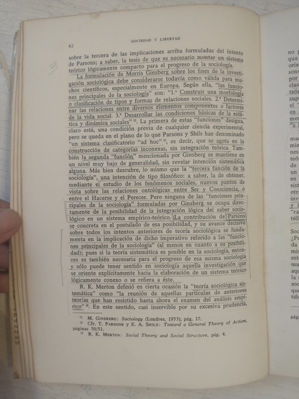Libro usado en venta: Sociedad y libertad de Ralf Dahrendorf; editorial Tecnos impreso en 1966 realizamos envios a todo el mundo.2