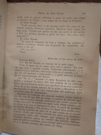 Libro usado en venta: Diario de Ana Frank de Ana Frank; editorial Hemisferio impreso en 1959 realizamos envios a todo el mundo.3
