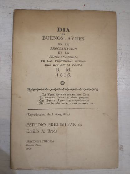 Libro usado en venta: Dia de Buenos Ayres de Bartolome Muñoz; editorial Theoria impreso en 1966 realizamos envios a todo el mundo.1