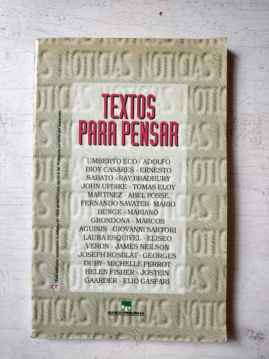 Libro usado en venta: Textos para pensar; editorial Perfil impreso en 1996 realizamos envios a todo el mundo.1