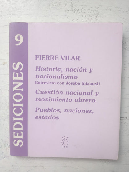 Libro usado en venta: Historia, nacion y nacionalismo de Pierre Vilar; editorial Hiru impreso en 1998 realizamos envios a todo el mundo.1
