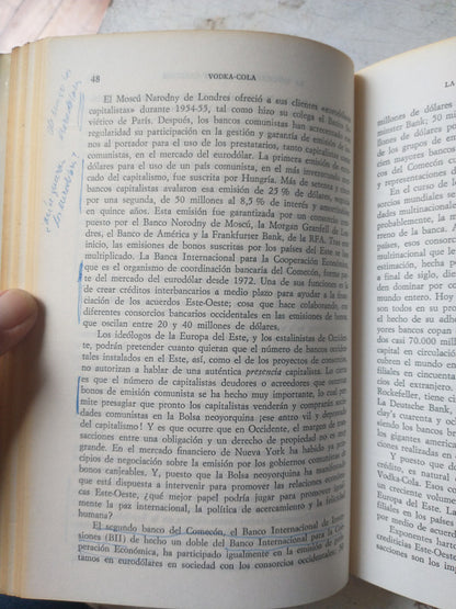 Libro usado en venta: Vodka-Cola de Charles Levinson; editorial Argos - Vergara impreso en 1979 realizamos envios a todo el mundo.3