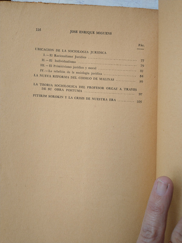 Libro usado en venta: El conocimiento de lo social y otros ensayos de Jose Enrique Miguens; editorial Perrot impreso en 1953 envios a todo el mundo.3