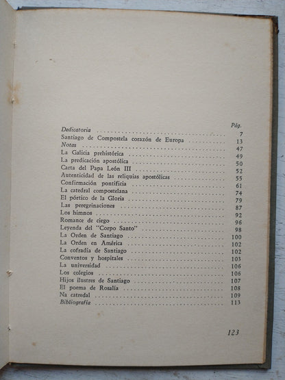 Libro usado en venta: Santiago de Compostela - Corazon de Europa de Alvaro De las Casas; editorial Emece impreso en 1939 envios a todo el mundo.3