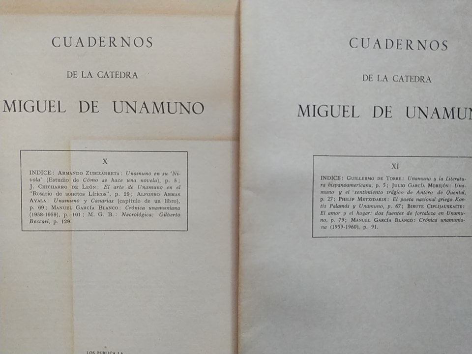 Libro usado en venta: Cuadernos de la Catedra Miguel de Unamuno; editorial Facultad de Filosofia y Letras impreso en 1952 envios a todo el mundo.3