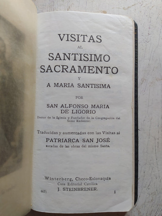 Libro usado en venta: Visitas al Santisimo Sacramento y a Maria Santisima de San Alfonso Maria de Ligorio; editorial J. Steinbrener impreso en 1930.1