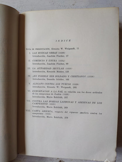 Libro usado en venta: Obras de Martin Lutero - Tomo II de Carlos Witthaus; editorial Paidos impreso en 1974 realizamos envios a todo el mundo.3