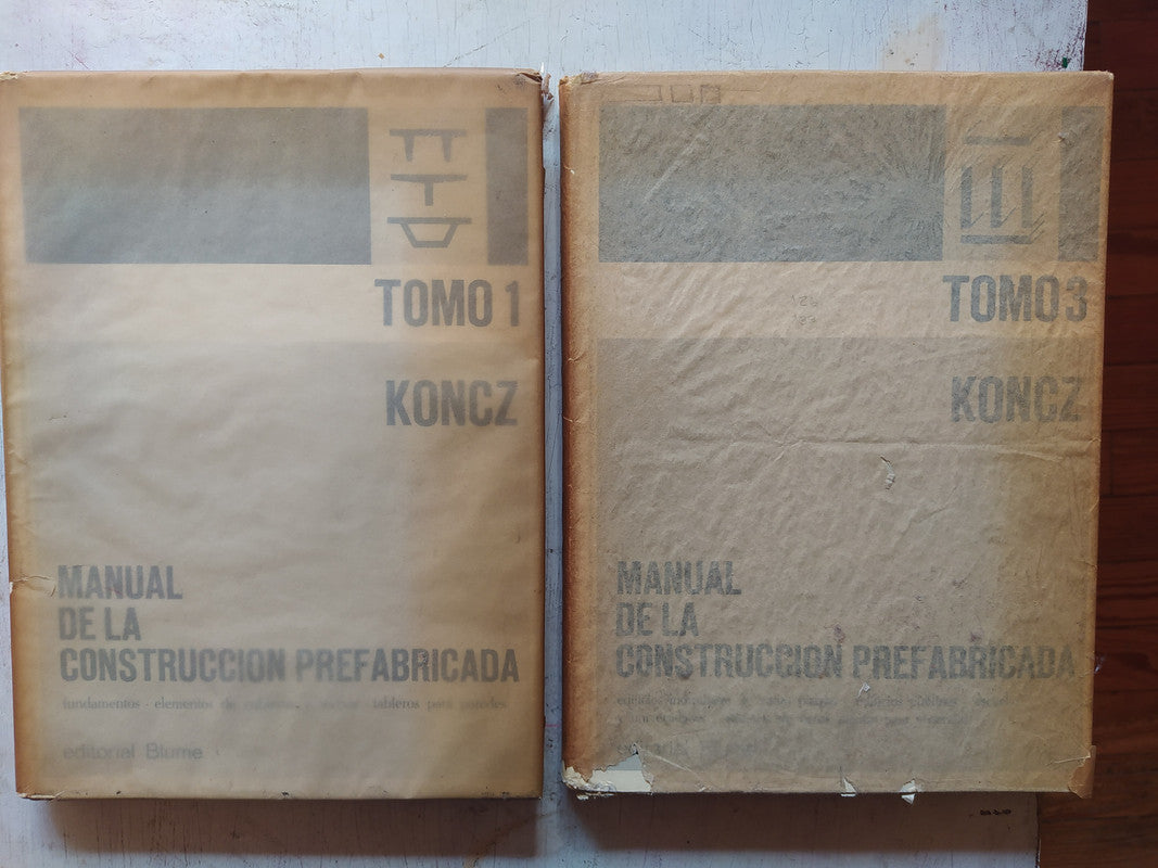 Libro usado en venta: Manual de la construccion prefabricada (Tomo 1 y 3) de IngTihamer Konez; editorial Blume impreso en 1966 envios a todo el mundo.1