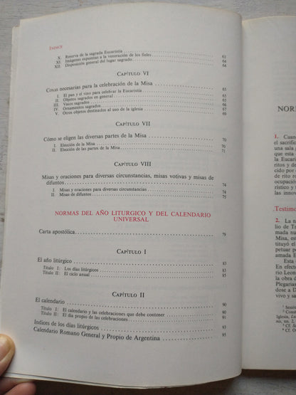 Libro usado en venta: Misal Romano - Ordenacion general; editorial Conferencia Episcopal Argentina impreso en 1981 realizamos envios a todo el mundo.2