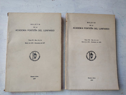 Libro usado en venta: Boletin de la Academia Porte?a de Lunfardo (Tomo VI - VII); editorial Academia Porteña del Lunfardo impreso en 1977.1
