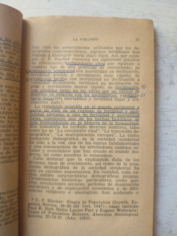 Libro usado en venta: La poblacion de Dennis H. Wrong; editorial Paidos impreso en 1968 realizamos envios a todo el mundo.4