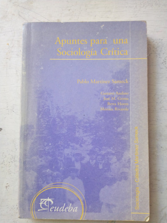 Libro usado en venta: Apuntes para una Sociologia critica de Pablo Martinez Sameck; editorial Eudeba impreso en 2001 realizamos envios a todo el mundo.1