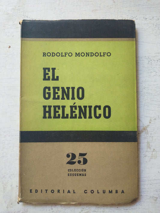 Libro usado en venta: El genio helenico de Rodolfo Mondolfo; editorial Columba impreso en 1956 realizamos envios a todo el mundo.1