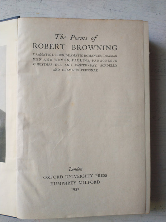 Libro usado en venta: The Poems of Robert Browning de Robert Browning; editorial Oxford University Press impreso en 1932 envios a todo el mundo.1