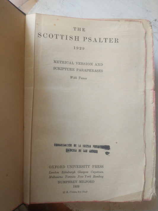 Libro usado en venta: The scottish Psalter de With Tunes; editorial Oxford University Press impreso en 1929 realizamos envios a todo el mundo.1