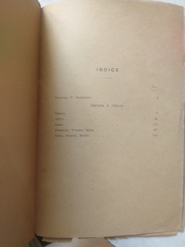 Libro usado en venta: Viajes II Espa?a e Italia de Domingo Faustino Sarmiento; editorial Vaccaro impreso en 1922 realizamos envios a todo el mundo.3