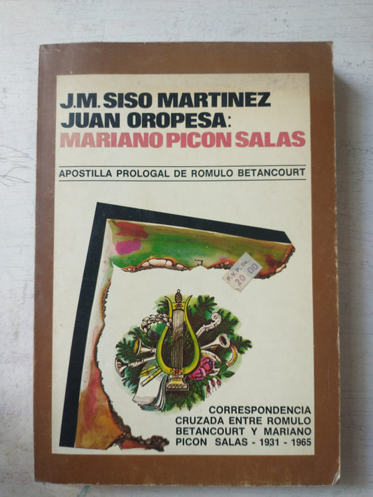 Libro usado en venta: Juan Oporesa: Mariano Picon Salas de J. M. Siso Martinez; editorial Arte impreso en 1977 realizamos envios a todo el mundo.1