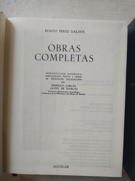 Libro usado en venta: Obras completas (Solo Tomos 1- 2 - 3 - 7 - 9) de Benito Perez Galdos; editorial Aguilar impreso en 2004 envios a todo el mundo.1