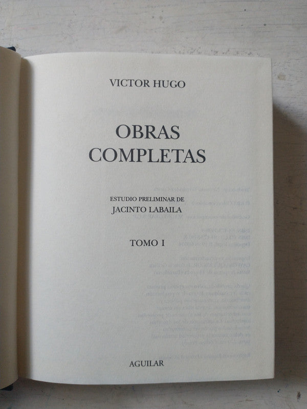 Libro usado en venta: Obras completas (Solo Tomo 1) de Victor Hugo; editorial Aguilar impreso en 2004 realizamos envios a todo el mundo.1