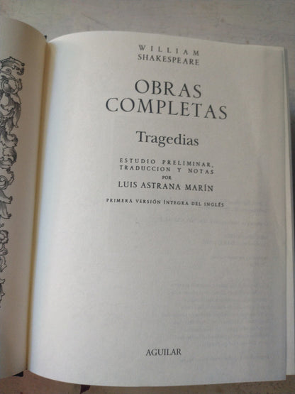Libro usado en venta: Obras completas (Solo Tomo 1 - 2) de William Shakespeare; editorial Aguilar impreso en 2004 realizamos envios a todo el mundo.1