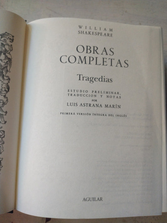 Libro usado en venta: Obras completas (Solo Tomo 1 - 2) de William Shakespeare; editorial Aguilar impreso en 2004 realizamos envios a todo el mundo.1