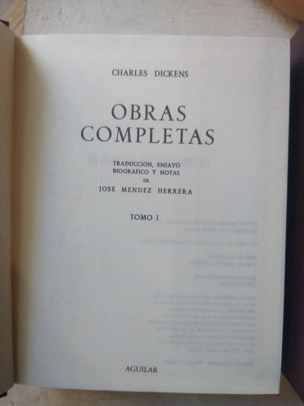 Libro usado en venta: Obras completas (Solo Tomos 1-2-3-4-10-11) de Charles Dickens; editorial Aguilar impreso en 2003 envios a todo el mundo.1