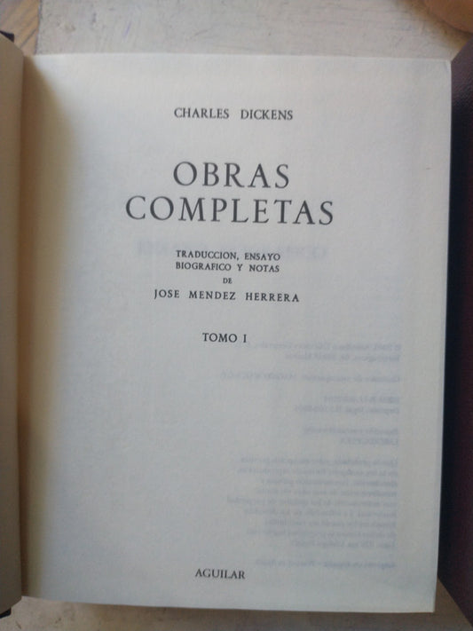 Libro usado en venta: Obras completas (Solo Tomos 1-2-3-4-10-11) de Charles Dickens; editorial Aguilar impreso en 2003 envios a todo el mundo.1