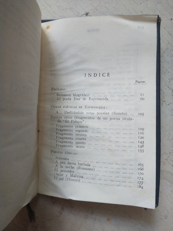 Libro usado en venta: Obras poeticas completas de Jose de Espronceda; editorial Aguilar impreso en 1945 realizamos envios a todo el mundo.4
