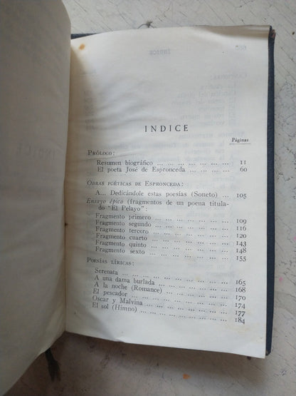 Libro usado en venta: Obras poeticas completas de Jose de Espronceda; editorial Aguilar impreso en 1945 realizamos envios a todo el mundo.4
