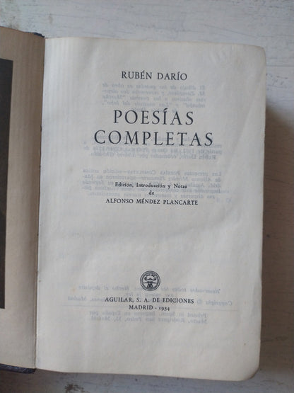 Libro usado en venta: Poesias completas de Ruben Dario; editorial Aguilar impreso en 1954 realizamos envios a todo el mundo.1