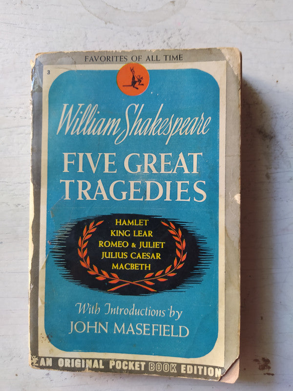 Libro usado en venta: Five great tragedies de William Shakespeare; editorial Pocket Book impreso en 1945 realizamos envios a todo el mundo.1