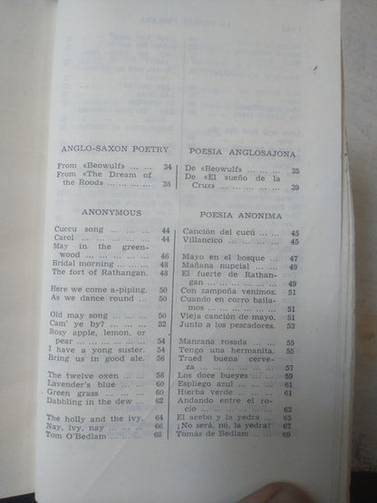 Libro usado en venta: La poesia inglesa; editorial Valles impreso en 1958 realizamos envios a todo el mundo.2