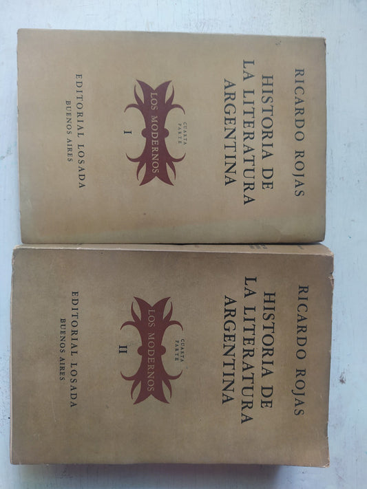 Libro usado en venta: Historia de la literatura argentina - Los modernos (2 Tomos) de Ricardo Rojas; editorial Losada impreso en 1948.1