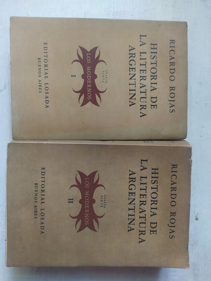 Libro usado en venta: Historia de la literatura argentina - Los modernos (2 Tomos) de Ricardo Rojas; editorial Losada impreso en 1948.1