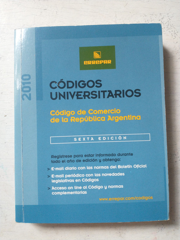 Libro usado en venta: Codigo de comercio 2010 de Ricardo A. Parada; editorial Errepar impreso en 2010 realizamos envios a todo el mundo.1