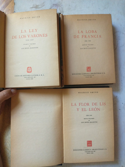Libro usado en venta: Los Reyes malditos (Vol 4?-5?-6?) de Maurice Druon; editorial Garrida Argentinas impreso en 1960 envios a todo el mundo.2