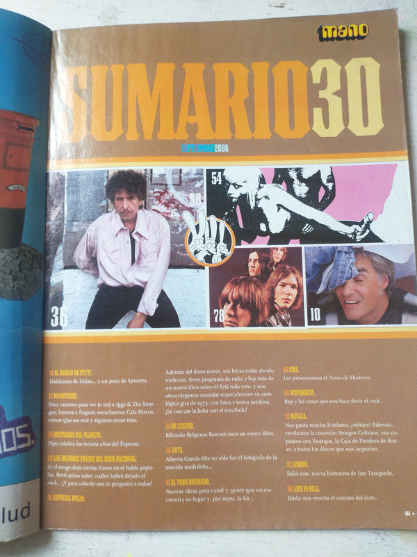 Libro usado en venta: Dylan - Septiembre 2006 - N? 30 de Revista La Mano; impreso en 2006 realizamos envios a todo el mundo.3