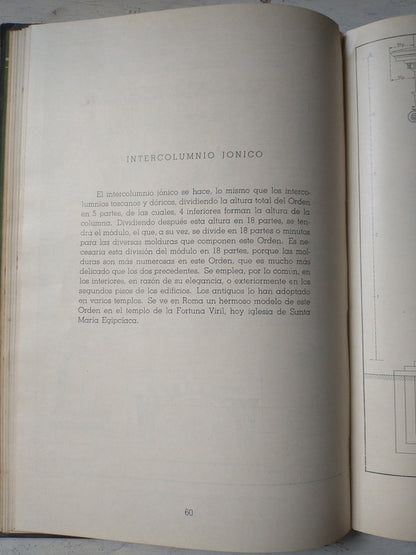 Libro usado en venta: Tratado de los cinco ordenes de arquitectura de Viñola; editorial Construcciones Sudamericanas impreso en 1950.3