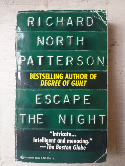 Libro usado en venta: Escape the night de Richard North Patterson; editorial Ballantine impreso en 1984 realizamos envios a todo el mundo.1