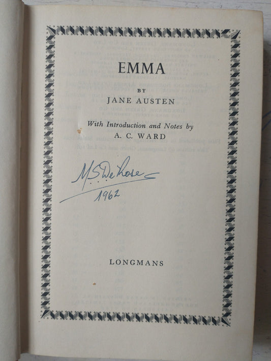 Libro usado en venta: Emma de Jane Austen; editorial Longman impreso en 1961 realizamos envios a todo el mundo.1