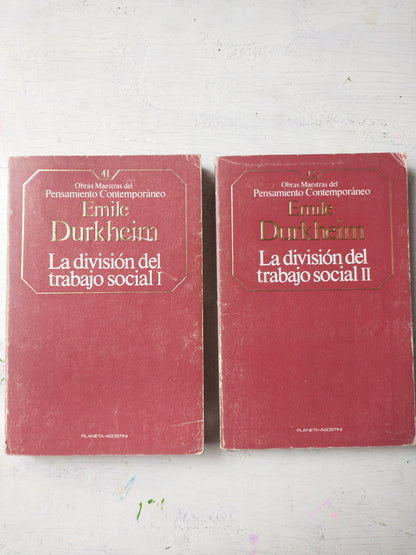 Libro usado en venta: De la division del trabajo social (2 Tomos) de Emilio Durkheim; editorial Planeta - Agostini impreso en 1985.1