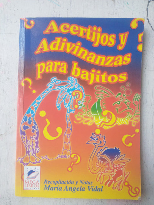 Libro usado en venta: Acertijos y adivinanzas para bajitos; editorial Mega Libros impreso en 2000 realizamos envios a todo el mundo.1