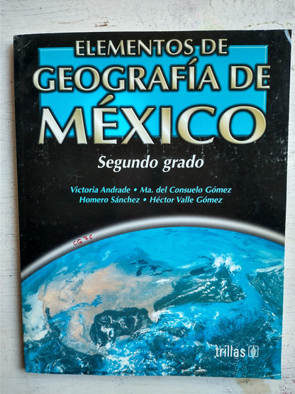 Libro usado en venta: Elementos de geografia de Mexico; editorial Trillas impreso en 1999 realizamos envios a todo el mundo.1