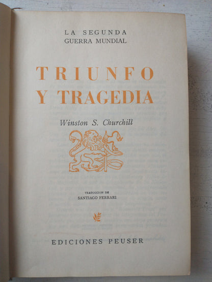 Libro usado en venta: Triunfo y tragedia de Winston S. Churchill; editorial Jacobo Peuser impreso en 1955 realizamos envios a todo el mundo.1