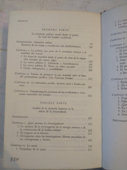Libro usado en venta: La bomba atomica y el futuro de la humanidad de Karl Jaspers; editorial Fabril impreso en 1961 realizamos envios a todo el mundo.2