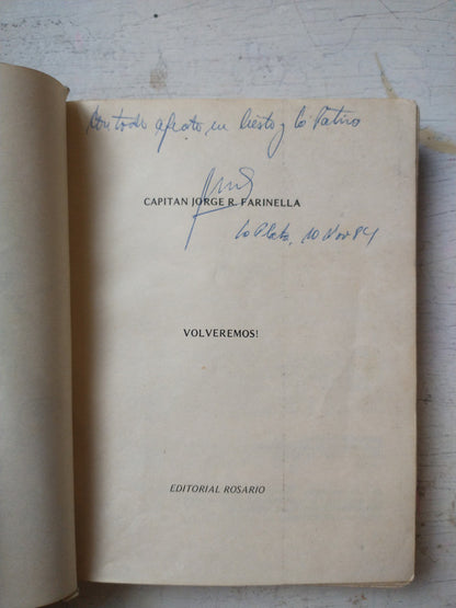 Libro usado en venta: Volveremos! de Jorge R. Farinella; editorial Rosario impreso en 1984 realizamos envios a todo el mundo.4
