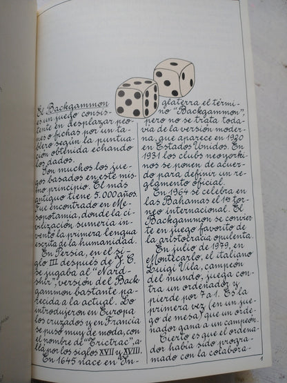 Libro usado en venta: El Backgammon por la imagen de Jacques Massacrier; editorial Alta Fulla impreso en 1982 realizamos envios a todo el mundo.3
