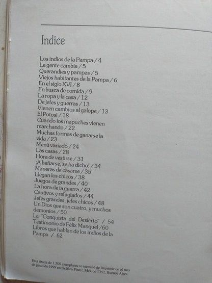 Libro usado en venta: Los indios de La Pampa de Miguel Angel Palermo; editorial El Quirquincho impreso en 1999 realizamos envios a todo el mundo.4