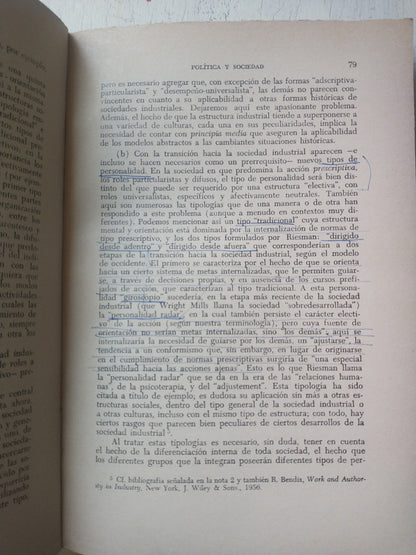 Libro usado en venta: Politica y sociedad en una epoca de transicion de Gino Germani; editorial Paidos impreso en 1965 envios a todo el mundo.3